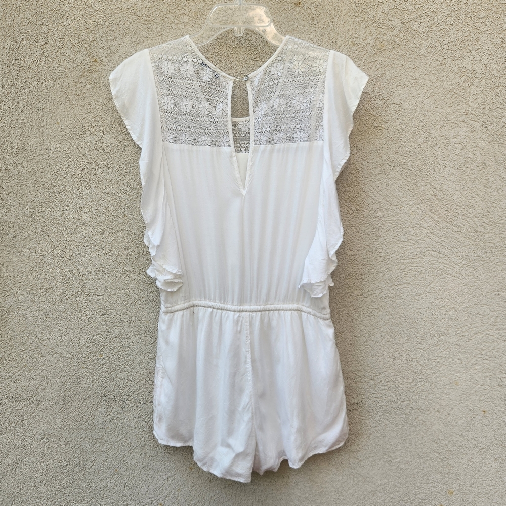 AMERICAN EAGLE Women's Romper Small White Lacy Y2K Shorts Vampire Diaries - Picture 4 of 12